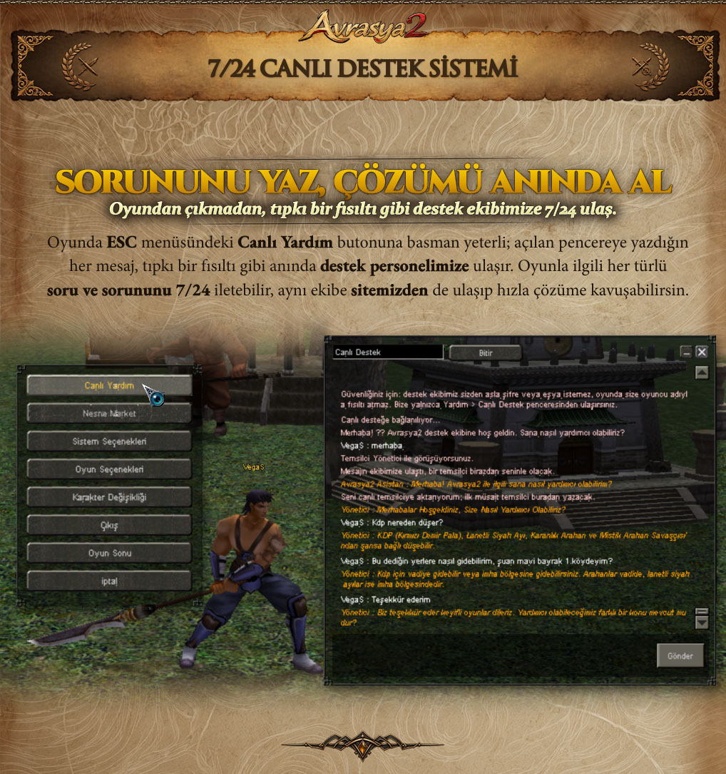 AvrasyaMt2 tanıtım paneli: 7/24 canlı destek sistemi