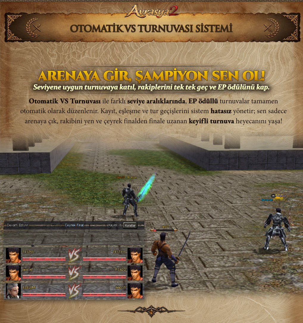 AvrasyaMt2 tanıtım paneli: Otomatik VS turnuvası sistemi