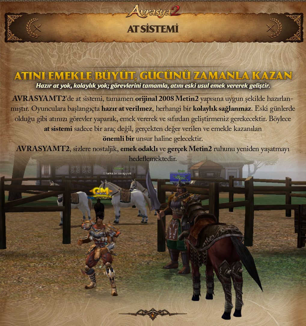 AvrasyaMt2 tanıtım paneli: At sistemi